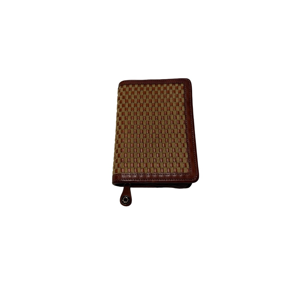 Franklin Covey Full Grain Leather Woven Zip Planner Cover Brown USA Small